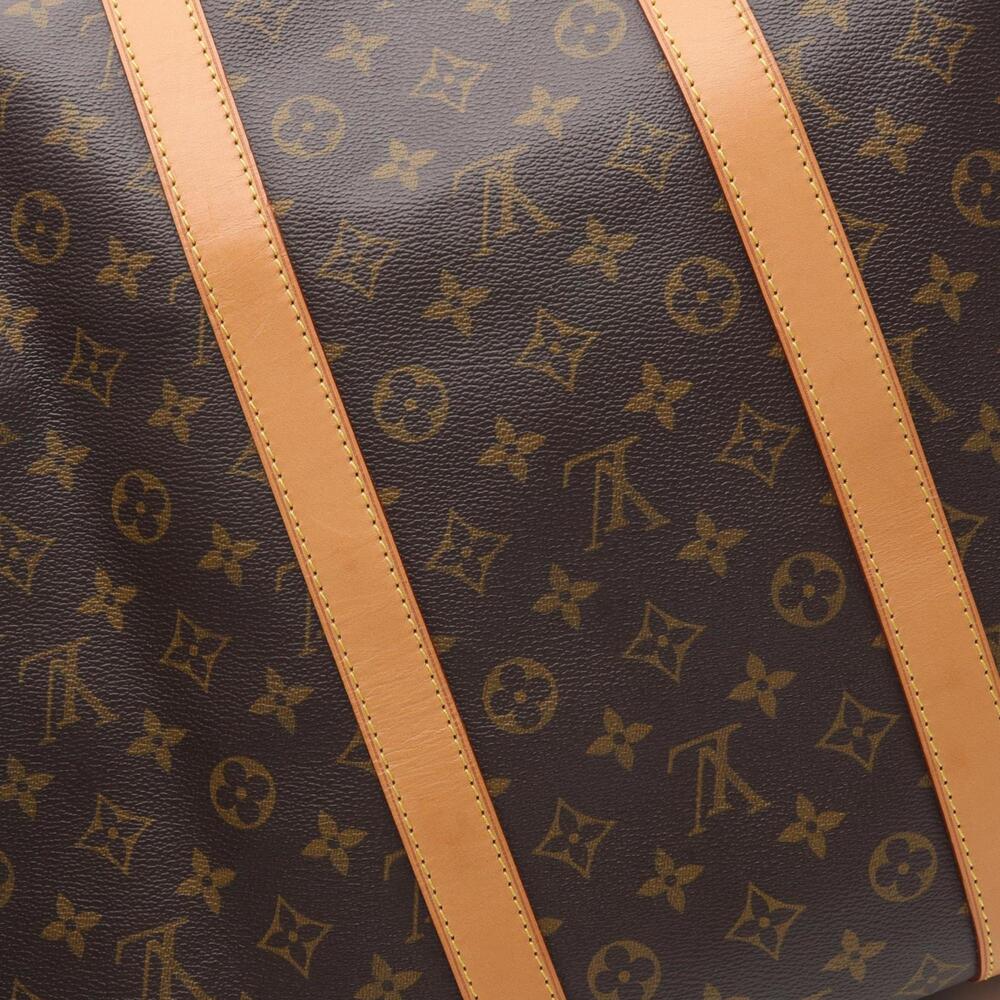 LOUIS VUITTON Authentic Brown Monogram Leather Keepall 55 Boston Bag - Picture 12 of 12